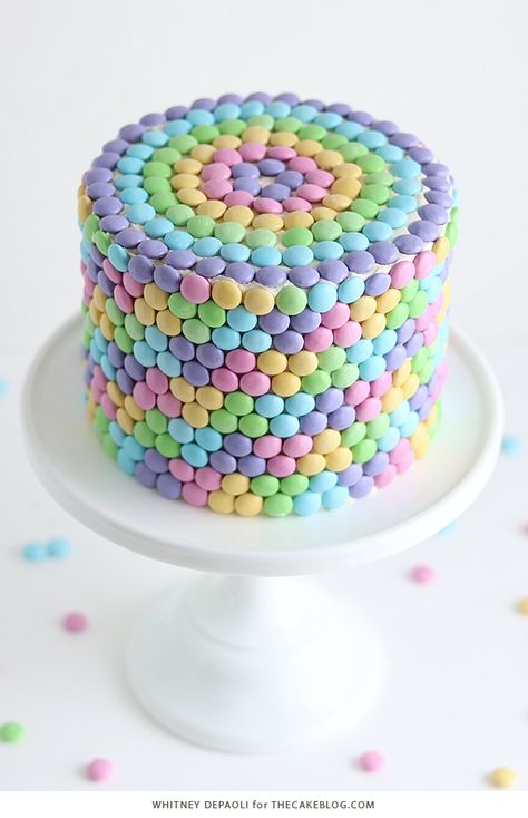 Rainbow Mosaic Cake | The Cake Blog Easter Desserts Cake, Easter Cake Easy, Easter Dessert Table, M&m Cake, Easter Cake Recipes, Candy Pastel, Dessert Inspiration, Pretty Candy, Rainbow Mosaic