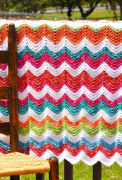 Easy Tunisian Ripple Baby Blanket - Make It Crochet Blankets To Make, Tunisian Baby Blanket, Crochet Ripple Baby Blanket, Tunisian Crochet Baby Blanket, Baby Blanket Free Crochet Pattern, Ripple Baby Blanket, Crochet Baby Blanket Patterns, Lion Brand Mandala Yarn, Tunisian Crochet Blanket