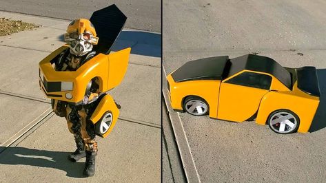 Transformer Costume Diy, Diy Transformer Costume, Yellow Race Car, Costume Template, Transformer Costume, Bumble Bee Costume, Bee Costume, Costume Tutorial, Diy Valentine