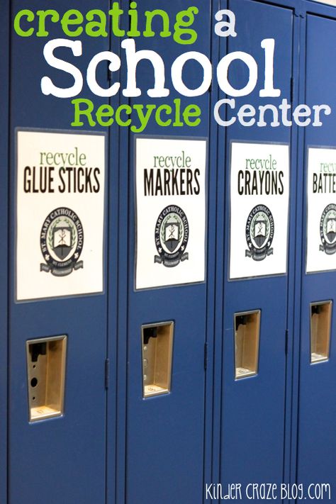 You can recycle glue sticks, markers, crayons and MORE! This post has so many ideas and resources for starting a school-wide recycle center for Earth Day! Green Team Ideas, Recycle Garden, Recycle Center, Service Learning Projects, Legacy Projects, Volunteer Projects, Ikat Bag, Garden Interior, Plastic Alternatives