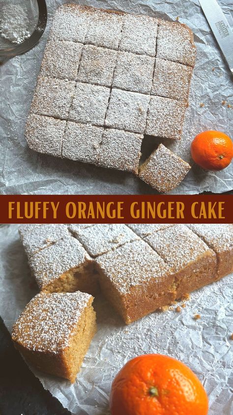 Fluffy ginger cake with orange zest; a simple soft cake scented with ginger, cinnamon, and fresh orange. Sticky Ginger Cake, Soft Cake, Ginger Cake, Smooth Cake, Ginger Spice, Gingerbread Cake, Fresh Orange, Classic Cake, Golden Syrup