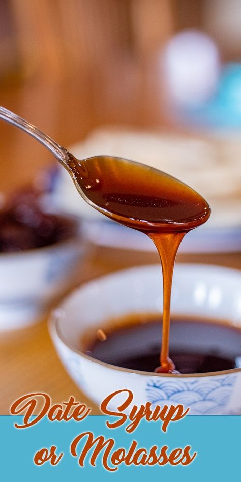 Date syrup is very similar in taste and texture to molasses. As a matter of fact, Date syrup is often referred to as Date Molasses. This thick and rich syrup can be used in a variety of ways, but my favorite way to enjoy it is with some Tahini Paste and Homemade Pita Bread! #datesyrup #datemolasses #datesyruprecipe #hildaskitchenblog Date Molasses Recipe, How To Make Date Syrup, Date Syrup Uses, Casual Desserts, Date Syrup Recipe, Ancient Syria, Molasses Syrup, Date Syrup Recipes, Assyrian Food