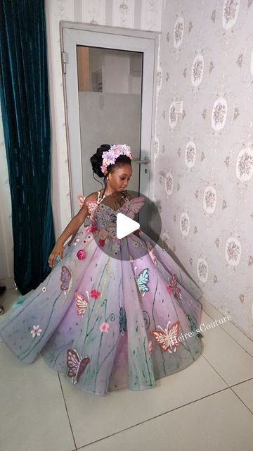 Oluwakemi Goodey on Instagram: "Look 2 Counting down to Heiress Hibah @little_new.yorker at 5🥰🥰🥰 She so loved the butterfly dress,I cant even begin to explain it😄😄 Styling: @kemigoodey  Outfit: @heiresscouturenigeria  Photo: @eleanorgoodeyphotography Hair: @tobbiestouch  #heiress #littleheiress #balldress #ballgown #details #fairy #fairytale #whimsical #butterfly #handmade #custom #handpainted #queen #reels #explore #explorepage #viral #luxury #luxuryliving #class #luxe #Vogue #kidscouture #girlscouture #dubaifashionweek #dubaifashion #fairytale #madeinnigeria www.heiresscouturenigeria.com" Butterfly Gown, Dubai Fashion Week, Whimsical Butterfly, Butterfly Handmade, Girls Couture, Kids Couture, Gowns For Girls, Dubai Fashion, Butterfly Dress