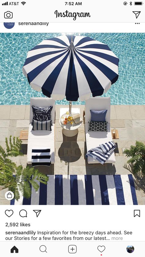 Palm Beach Style, Pool Decor, Pool Furniture, Pool Bar, Serena & Lily, Patio Umbrellas, Outdoor Living Areas, Pool Patio, Pretty House