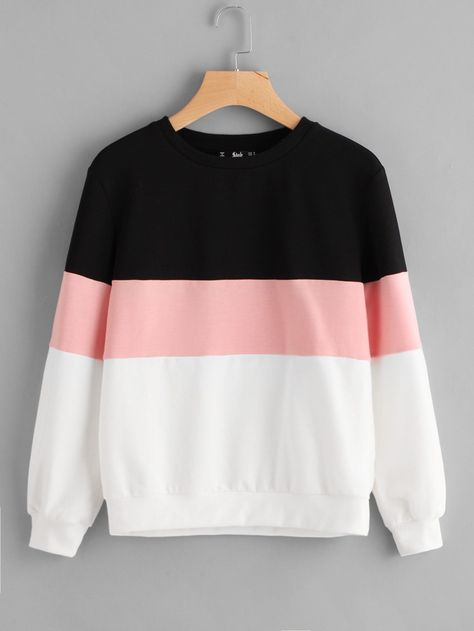 Shop Cut And Sew Pullover online. SheIn offers Cut And Sew Pullover & more to fit your fashionable needs. Chic Sweatshirt, Colorful Sweatshirt, Cut Sweatshirts, Sweatshirt Outfit, Sweatshirt Women, Cropped Sweatshirt, 가을 패션, Women Hoodies Sweatshirts, Komplette Outfits