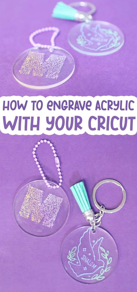 how to engrave acrylic with your Cricut Acrylic Blanks Ideas, Cricut Acrylic Keychain, Cricut Acrylic, Silhouette Hacks, Engraving Acrylic, Selling Crafts Online, Crafts By Season, Keychain Ideas, Acrylic Blanks