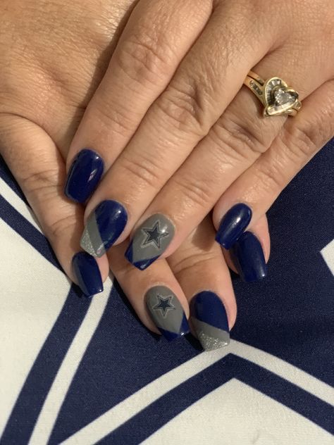 Cowboys Nails Design, Dallas Cowboys Nails Acrylics, Dallas Cowboy Nails, Dallas Nails, Dallas Cowboys Nail Designs, Dc Nails, Cowboys Nails, Cowboys Outfits, Dallas Cowboys Nails