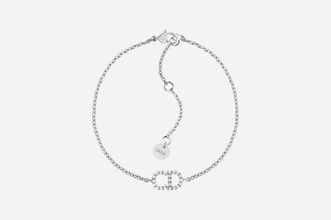 Dior Bracelet, Winter 22, Crystal Logo, White Crystals, Chain Extenders, Stackable Bracelets, Engraved Logo, Timeless Accessories, White Crystal