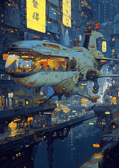 Spaceship Aesthetic, Dystopian Art, Art Cyberpunk, Sci Fi Landscape, Bd Art, Science Fiction Artwork, Space Ship Concept Art, Sci Fi City, Sf Art