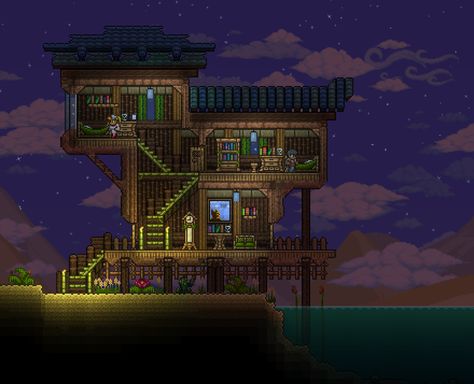 Terraria Castle, Oasis House, Terraria Game, Terraria Tips, Terrarium Base, Terraria House Ideas, Terraria House Design, Minecraft Wallpaper, Sea House