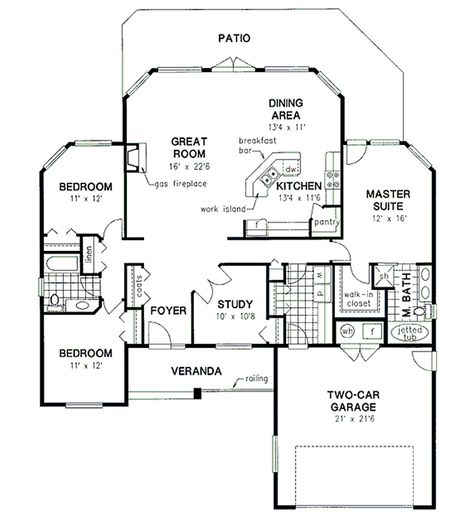 Plan #18-316 - Houseplans.com 1900 Sq Ft House Plans, Bedroom Addition, Ranch House Plan, Monster House Plans, Ranch Style House Plans, Traditional House Plan, Bungalow House Plans, Ranch House Plans, Ranch Style Homes