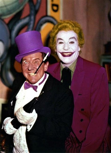 Burgess Meredith as "The Penguin" and Cesar Romero as "The Joker" in Batman Burgess Meredith, James Gordon, Batman Tv Show, Batman 1966, Batman Tv Series, Dc Comic Books, Im Batman, Batman And Robin, The Penguin