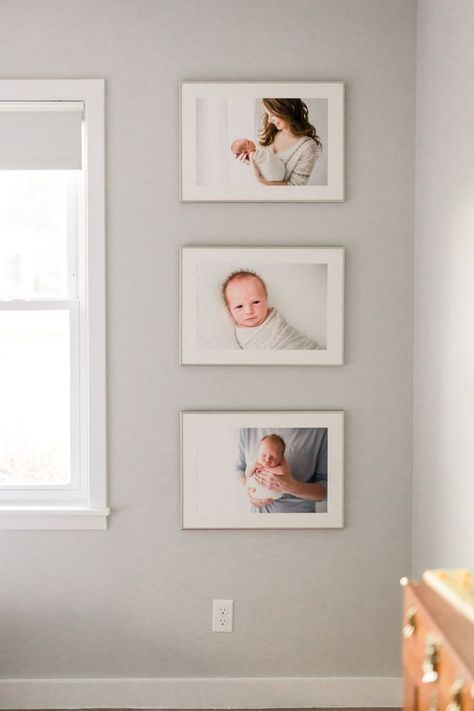 Displaying Photos, Portrait Collage, Gallery Wall Nursery, Baby Picture Frames, Nursery Pictures, Collage Inspiration, Newborn Nursery, Photo Wall Gallery, Gallery Wall Inspiration