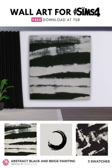 Wall Paint Green, Sims 4 Cc Wall Art, Wall Painting Abstract, Mod Aesthetic, Download Sims, Mod Wall, Home Wall Painting, Beige Painting, Sims 4 Bedroom