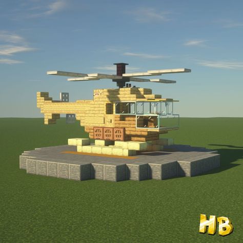 Helicopter Minecraft Build, Minecraft Helicopter Pad, Minecraft Helicopter, Futuristic Town, Minecraft Biomes, Minecraft Halloween Ideas, Minecraft Vehicles, Minecraft Halloween, Minecraft Create