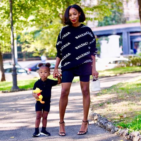 Kahlana Barfield Brown on Instagram: “DYLAN: “I ain’t missin fashion week this season, mommy.” ME: “Say no more.” || Biker shorts and @balenciaga for baby girl’s first fashion…” Kahlana Barfield Style, Kahlana Barfield Brown, Kahlana Barfield, Brown Fashion, Biker Shorts, Style Icon, Mommy And Me, Affordable Fashion, Get The Look