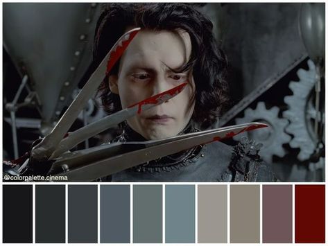 Gothic Color Palette, Directed By Tim Burton, Movie Color Palette, Colleen Atwood, Cinema Colours, Key Frame, Tim Burton Movie, Colorful Oil Painting, Paint Color Schemes