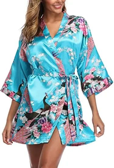 Harajuku Fashion Kawaii, Moda Kimono, Crane Print, Mode Kimono, Soft Robes, Silk Nightwear, Pastel Outfit, Satin Kimono, Women's Sleepwear