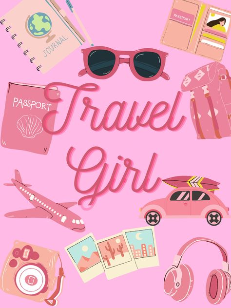 Travel Barbie, Chat Background, Girls Luggage, Kindle Cases, Wallpaper Travel, Apple Wallpapers, Pink Travel, Mary Blair, Pink Images