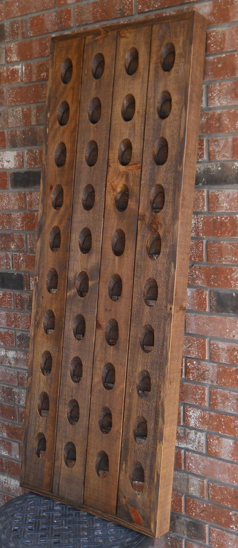 ***PLEASE NOTE*** This item is not in stock. I will build your order for you personally. Please go to my main shop page for the shipping time frame. Thanks, Mark You will fall in love with this 40 bottle French champagne riddling rack! Its warm, rustic look will add an Antique Wine Rack, Riddling Rack, Wine Rack Wall, French Wine, Springfield Mo, Colonial House, Recycling Bins, Mitered Corners, Walnut Finish