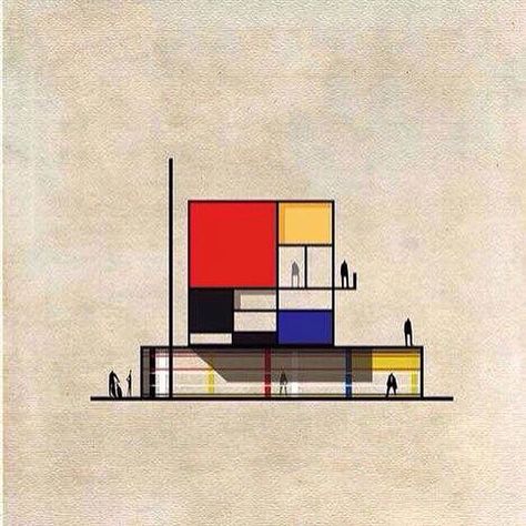 Mondrian Architecture, Federico Babina, Berlin Architecture, Le Corbusier Architecture, Mondrian Art, Bauhaus Architecture, Eco Architecture, Iconic Artwork, Bauhaus Art