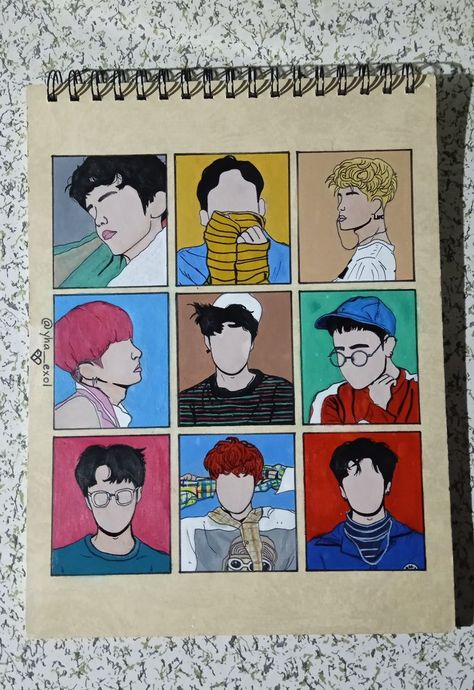 #EXO #exol #exofanart #acrylicpaint #painting Exo Painting, Exo Lucky, Exo Lucky One, Exo Fan Art, 10 Anniversary, 10th Anniversary, Simple Art, Bts Pictures, Oil Pastel