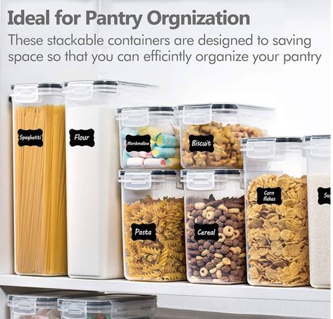 Designed to keep your pantry essentials fresh and neatly organized. #amazonfinds #amazonmusthave #amazonhome#amazongift #amazonhomegift #homemusthave #homeimprovement #bathroomfind #amazonbathroom #amazoncleaning #amazon #amazondeal #kitchen #kitchenrenovation #kitchentips #kitchenproducts #kitchenfind #kitchengadget Food Storage Rooms, Pet Food Container, Cereal Storage, Food Canisters, Cereal Dispenser, Sugar Container, Food Storage Container Set, Snack Storage, Airtight Food Storage