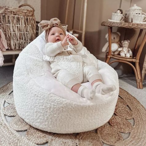 Wrapped in cosy bouclé snug-ness, our Gaga baby beanbag is the epitome of comfort and style! ✨ Soft, snug, and simply adorable! ☁️ 📸 @thelittlemary.rose.and.everly #rucomfy #rucomfybeanbags #rucomfygaga #gagababybeanbag #babybeanbag #nurserydecor #nurseryinterior #babycomfort #snuggletime #bouclefabric Bean Bag Chair Nursery, Bean Bag Newborn Photography, Nested Bean Sleep Sack, Childrens Bean Bags, Newborn Photography Beanbag, Baby Bean Bag, Baby Comforter, Bean Bag, Nursery Decor