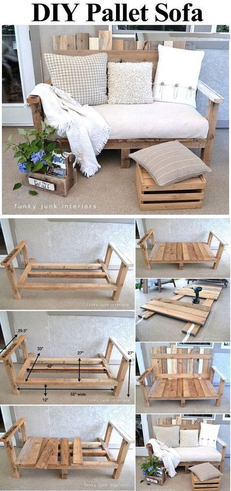 Palette Sofa, Diy Pallet Sofa, Pallet Furniture Living Room, Pallet Sofa, Decor Ikea, Hemma Diy, Dekor Diy, Diy Furniture Hacks, Pallet Decor