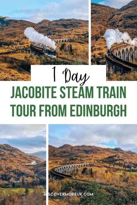 A 1 day Jacobite steam train tour from Edinburgh allows you to experience the famous Jacobean steam train aka The Hogwarts Express on a day trip from Edinburgh | scottish highlands day trip from edinburgh | best day trips from edinburgh scotland | edinburgh scotland travel harry potter | edinburgh scotland things to do in harry potter | harry potter edinburgh scotland | harry potter edinburgh tour | hogwarts express train | jacobite steam train scotland | the jacobite steam train harry potter Train In Scotland, London To Edinburgh By Train, Day Trips From Edinburgh Scotland, Scotland By Train, Day Trip From Edinburgh, Scotland Train Tour, Edinburgh Harry Potter Tour, London To Scotland, Edinburgh Tours