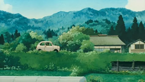 Ghibli Green, Notion Cover, Only Yesterday, Studio Ghibli Art, Green City, Ghibli Art, Comic Illustration, Laptop Wallpaper, Green Wallpaper