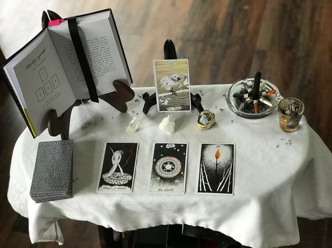 Tarot Table Set Up, Tarot Setup, Shoot Setup, Tarot Table, Mind Set, Art Studio At Home, Table Set Up, Tarot Readings, Positive Mind