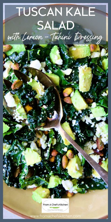 Healthy Holiday Salads, Tuscan Kale Salad, Kale Salad Dressing, Kale Avocado Salad, Cornmeal Recipes, Tuscan Kale, Side Salad Recipes, Fresh Eats, Kale Salad Recipes