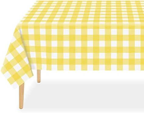 Yellow Picnic, Yellow Checkered, Picnic Birthday Party, Gingham Tablecloth, Picnic Theme, Checkered Tablecloth, Yellow Table, Picnic Birthday, Outdoor Tablecloth