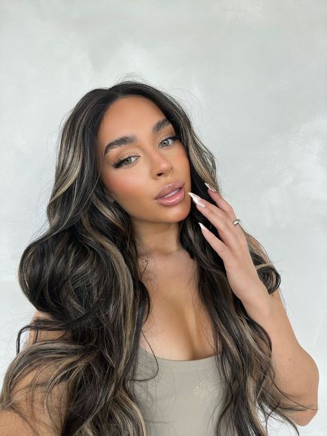 Frosted Tips Women Hair, Dark Hair With Caramel, Mocha Bronde Balayage, Milk Brown Hair, Jet Black Hair With Highlights, Dark Hair With Caramel Highlights, Caramel Highlights On Dark Hair, Caramel Blonde Hair Color, Highlights On Dark Hair