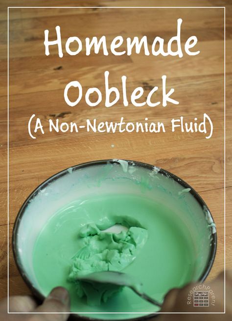 Homemade Oobleck by ResearchParent.com Non Newtonian Fluid Recipe, Solid And Liquid Experiments For Kids, Oobleck Science Experiment, Cornstarch Science Experiment, How To Make Oobleck Without Cornstarch, Oobleck Recipe, Non Newtonian Fluid, Newtonian Fluid, Science Week