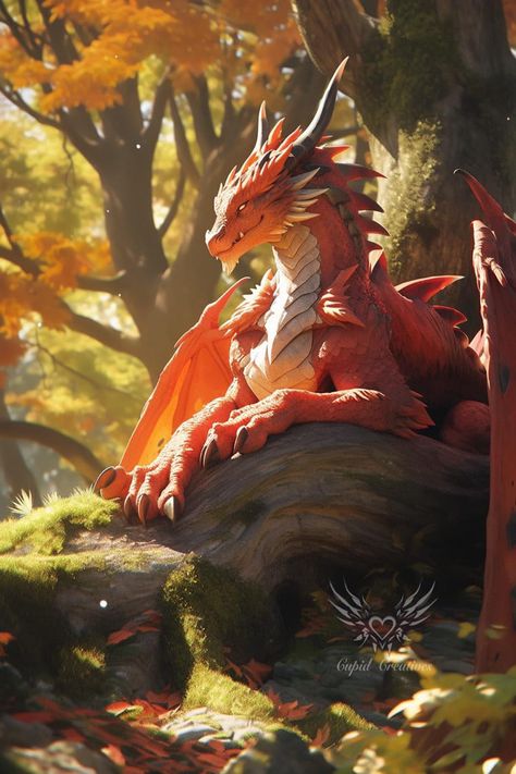 Orange Dragon Art, Beautiful Dragon Art, Fire Dragon Art, Dragon Landscape, Amber Dragon, Sun Dragon, Friendly Dragon, Flame Dragon, Orange Dragon