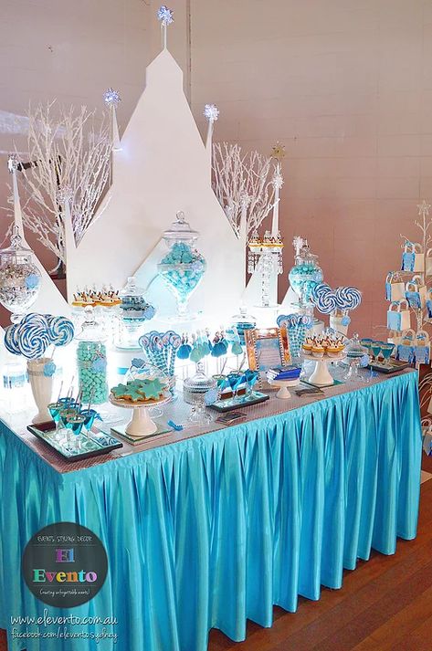 Frozen Theme Candy Table, Disney Frozen Decorations, Frozen Table Setting, Frozen Candy Table, Frozen Theme Kids Table, Birthday Party Candy Table, Frozen Dessert Table, Birthday Candy Table, Candy Bar Decor