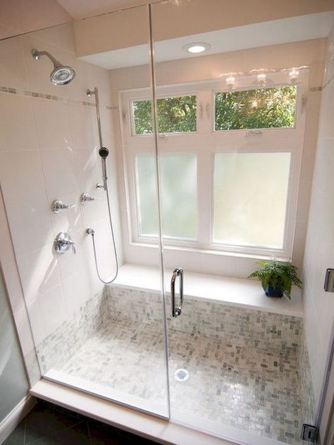 25 Window in Shower Ideas to Brighten Your Bathroom - NP Window In Shower Ideas, Walk In Shower With Window, Shower Window Ideas, Bathroom Shower Window, Shower With Window, Shower Windows Ideas, Shower Window, Blue Bedroom Design, Window In Shower