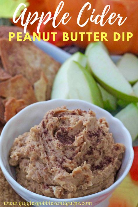 Apple Cider Peanut Butter Dip | Giggles, Gobbles and Gulps Apple Cider Dip, Apple Dip Recipe, Peanut Butter Dip, Recipes Drinks, Apple Dip, Fall Food, Peanut Butter Recipes, Apple Slices, Dip Recipes