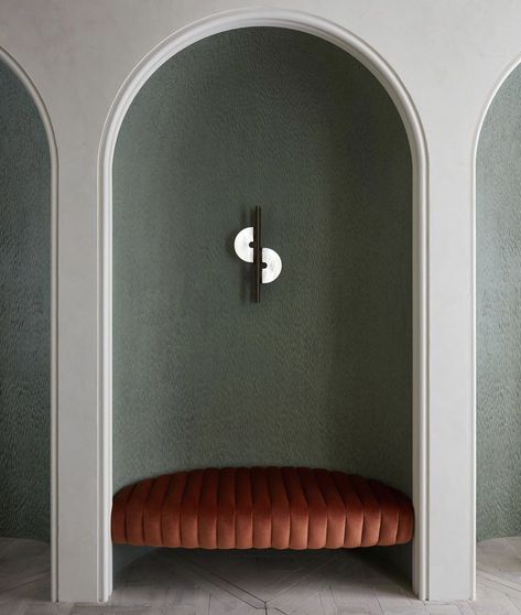 Niche Seating, Niche In Wall, Arch Shelf, Sitting Nook, Wall Alcove, Mark Henry, Office Blue, Shoe Room, Colors Wall