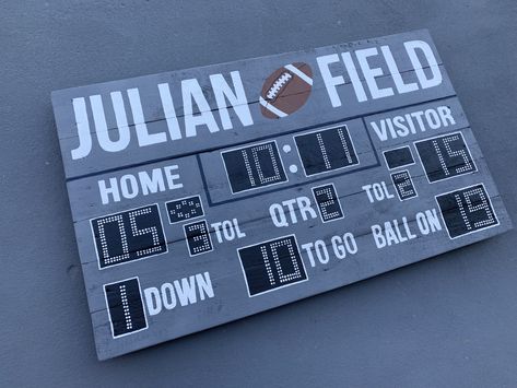 Diy Football Scoreboard Ideas, Football Scoreboard Diy, Scoreboard Diy, Scoreboard Ideas, Football Scoreboard, Happy Birthday Football, Cricut Baseball, Hallway Decorations, Football Halloween