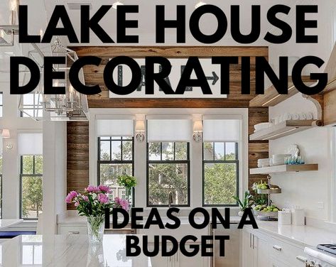 Lake House Decorating Ideas on a Budget - Lakefront Living International, LLC Lakehouse Guest Bedroom, Lake House Living Room Ideas Cozy, Living Room Designs Lake House, River House Decorating Ideas Cottage, Fireplace Lake House, Lake Bedroom Decor Ideas, Lake House Vacation Rental Decor, Lakehouse Family Room Ideas, Modern Lake Cabin Decor