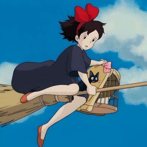 𝒌𝒊𝒌𝒊'𝒔 𝒅𝒆𝒍𝒊𝒗𝒆𝒓𝒚 𝒔𝒆𝒓𝒗𝒊𝒄𝒆 Kiki The Witch, Kikis Delivery Service Aesthetic, Kiki's Delivery Service Cat, Kikis Delivery Service, Service Cat, Miyazaki Art, Studio Ghibli Characters, Anime Witch, One Punch Man Manga