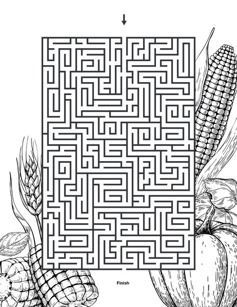 Printable Fall Maze | The AARP Medicare Supplement Blog Fall Mazes Printable, Fall Puzzles, Mazes Printable, Placemat Ideas, Harvest Activities, Maze Printable, Sunday School Printables, Autumn Puzzle, Raising Arrows