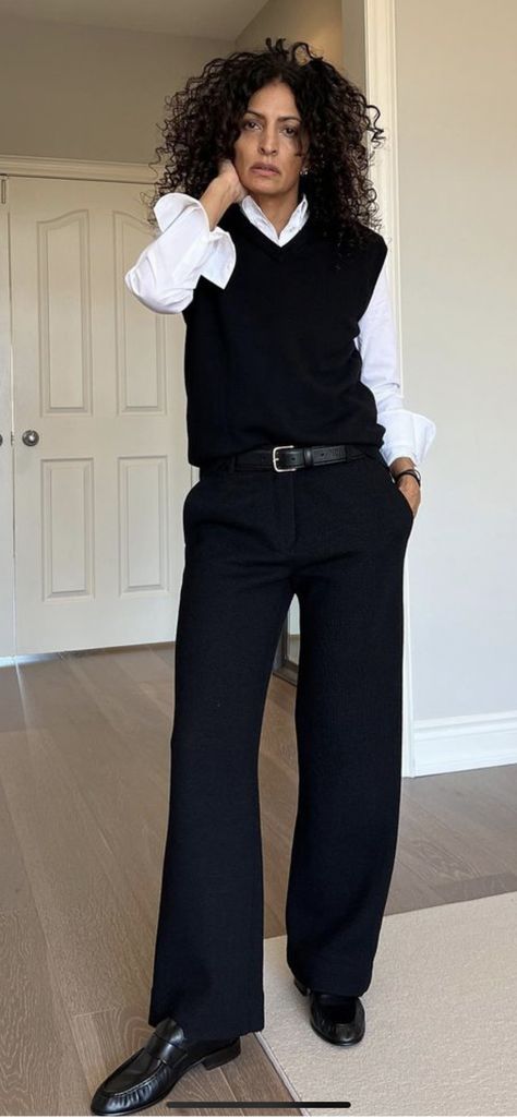 Black Waistcoat Outfit Women, Black Waistcoat Outfit, Black Slacks Outfit, Waistcoat Outfit Women, Slacks Outfit, Waistcoat Outfit, Black Waistcoat, Office Wear Women, Office Outfits Women