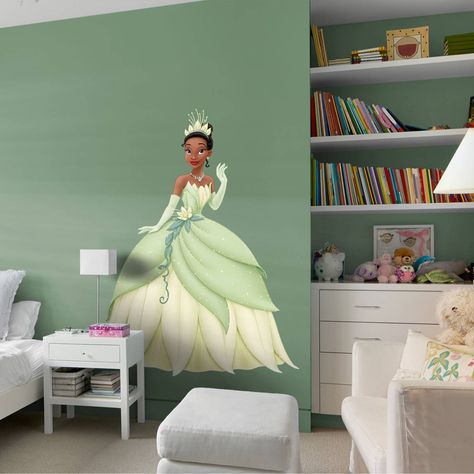 FEATURESReusable design is safe for wallsSticks to most smooth, flat surfacesNo tape or tacks requiredThick, high-grade vinyl resists tears, rips & fadingDETAILS Indoor use only Made in the USADIMENSIONS48.0"W x 62.0"H Disney Princess Bedroom Decor, Frog Bedroom, Frog Nursery, Princess Bedroom Decor, Disney Princess Bedroom, Disney Princess Room, Disney Wall Decals, Princesa Tiana, Princess Bedroom