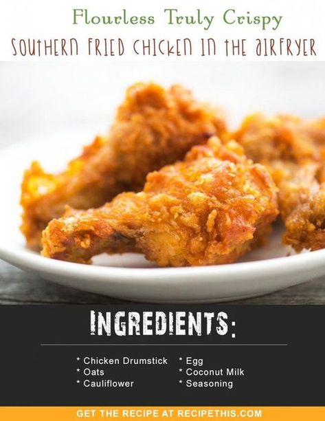 Airfryer Recipes | flourless truly crispy southern fried chicken in the air fryer recipe from RecipeThis.com Estonia Recipes, Honey Chicken Wings Recipe, Chicken In The Air Fryer, Air Fryer Review, Air Fried Food, Air Fryer Recipe, Air Fry Recipes, Southern Fried Chicken, Air Fryer Recipes Healthy