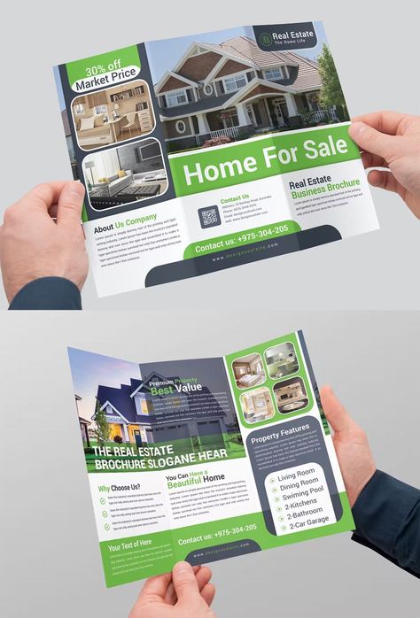 Real Estate Trifold Brochure Template PSD Real Estate Brochure Design, Brochure Psd, Trifold Brochure Design, Brochure Template Psd, Trifold Brochure Template, Trifold Brochure, Real Estate Business, Brochure Design Template, Business Brochure