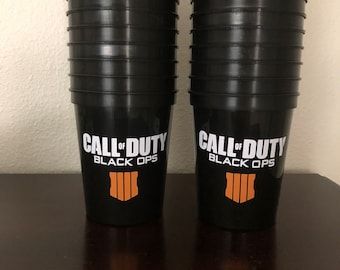 Favor Cups, Black Ops 4, Call Of Duty Black, Party Cups, Plastic Cups, Black Party, Black Ops, Birthday Favors, Call Of Duty